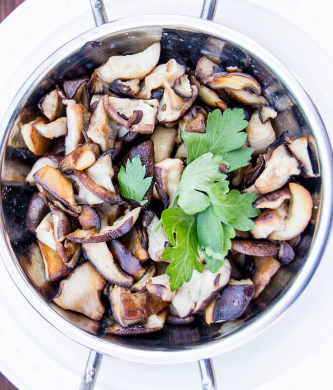 Sauteed mushrooms in a bowl